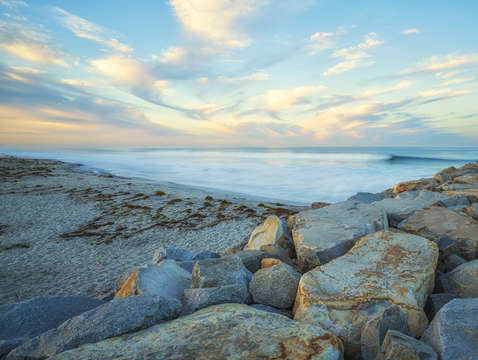 Intersection of jetty and beach