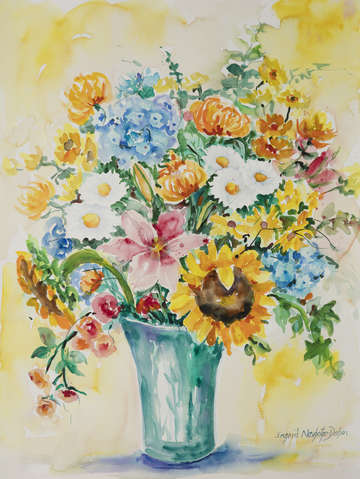 Sunflower and daises