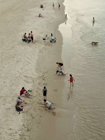 Birds eye view of bathers