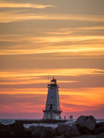 Beautiful ludington lighthouse sunset