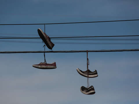 Shoes on wires