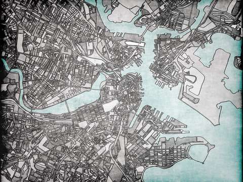 Abstract map of boston peninsula