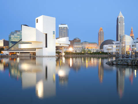 Cleveland harbor at night