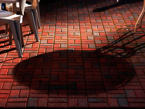Table chair red patio