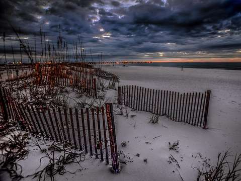 Row of fences at dawn dsc 0616