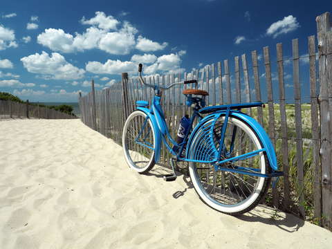 The old blue bike heads to the cape
