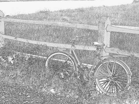 A sketch of the old blue bike at rest