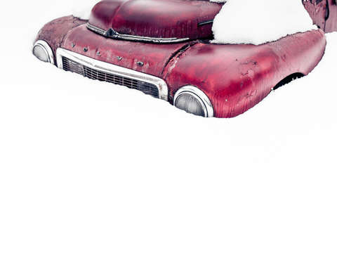 Old volvo in the snow