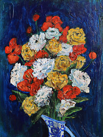 Still life rose bouquet in a spanish pitcher ii
