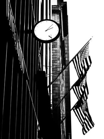 City noir three flags and a clock
