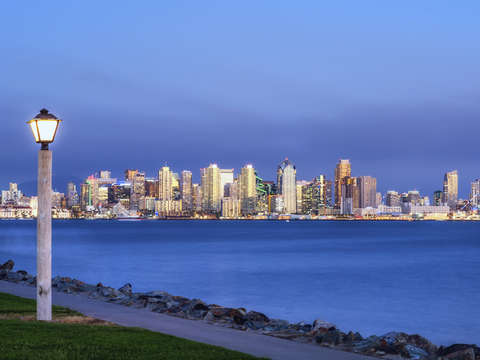 Skyline by lamplight