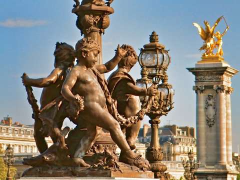 Paris bridge statue