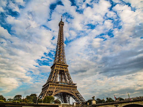 Cloud covered eiffel tower