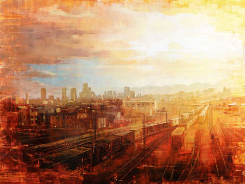 Denver afternoon over the tracks