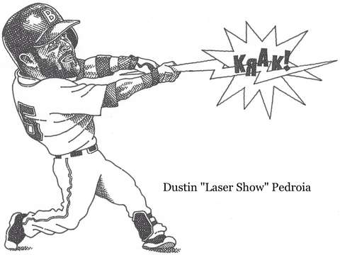 Red sox second baseman dustin pedoias laser show