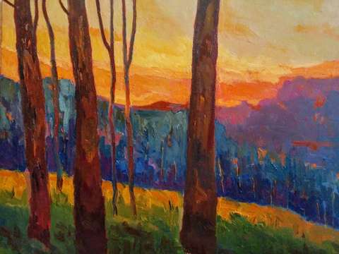 A hill side sunset