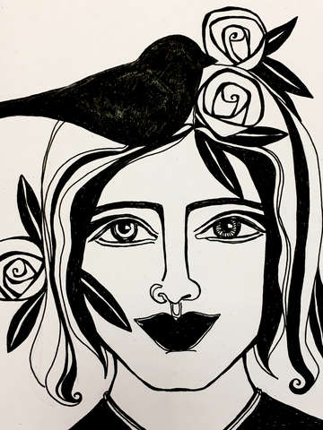Flower bird woman i detail