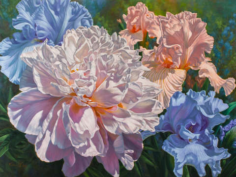 Peony and irises