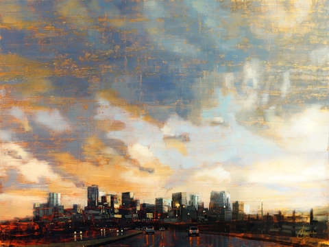 Denver skyline beneath the afternoon storm