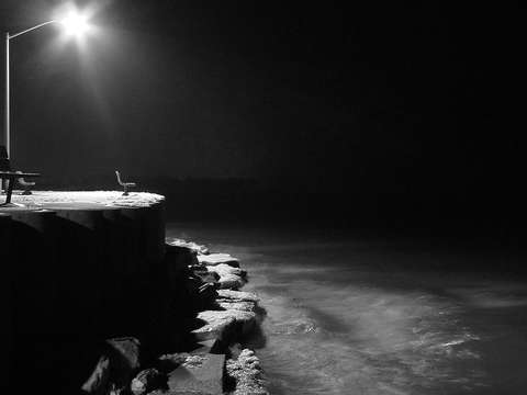Winter pier night