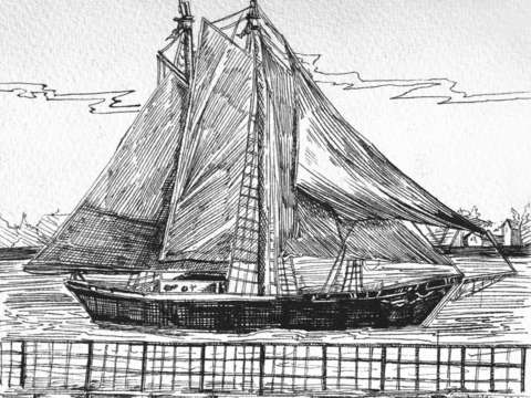 Old ship in the boston harbor