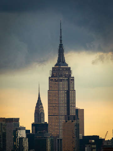 Empire state building after storm