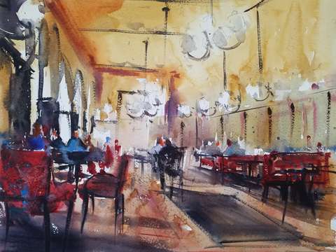 Having lunch at cafe sperl