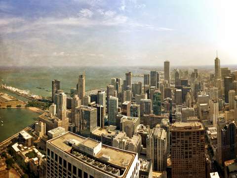 Chicago skyline with navy pier