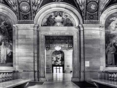 Detroit public library strohm hall entry