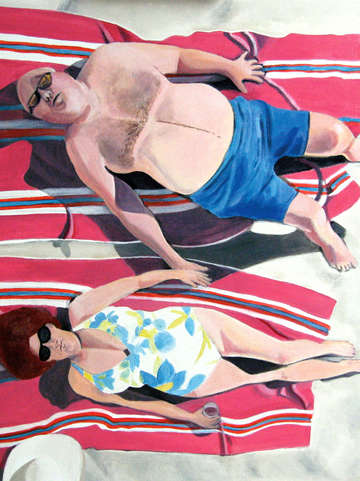 Sunbathing couple