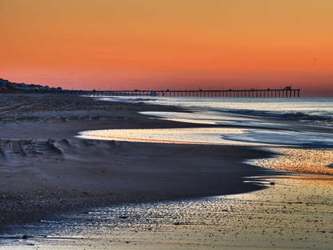 Bogue inlet fishing pier at dawn