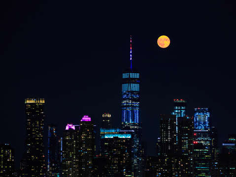 Full moon and freedom tower