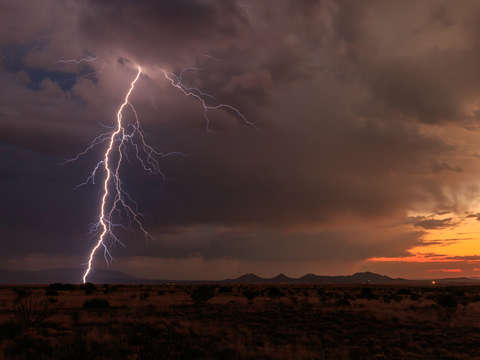 Sunset lightning