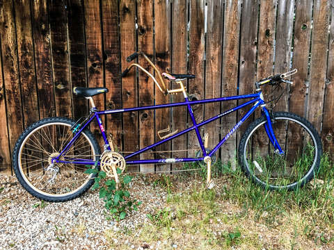 Purple tandem bicycle