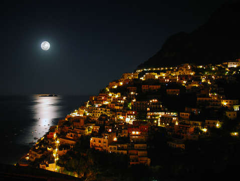 Moonlit siren islands from positano italy