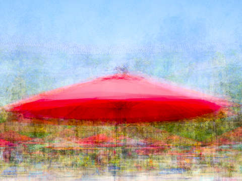 Table umbrellas in red