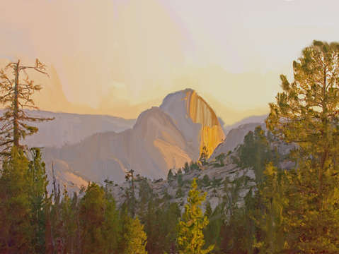 Half dome from olmsted point near sunset
