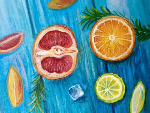 Citrus and an ice cube
