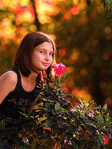 Young girl in garden