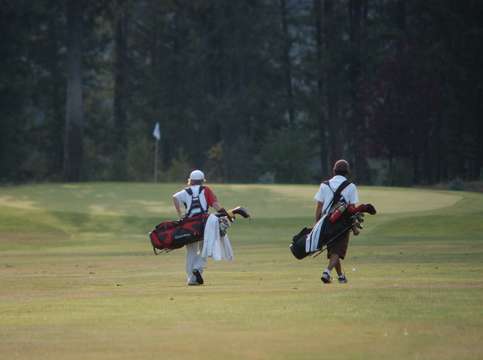 Boys playing golf