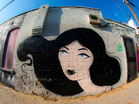 Girl on a wall