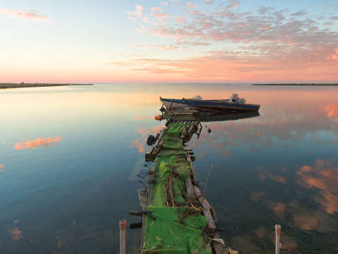 Pier and boats in delta de ebro