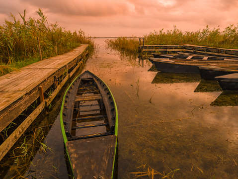 Boats within a pier in delta de ebro