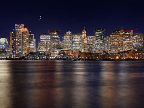 Boston skyline night