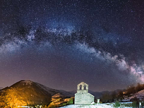 Milky way arch over old hermitage
