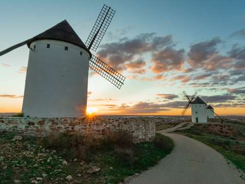 Windmills at sunset