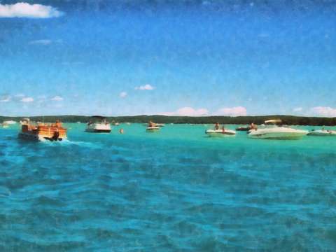 Fun on the torch lake sandbar