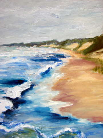 Lake michigan beach with whitecaps