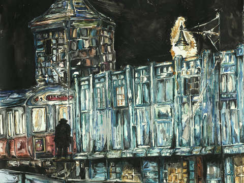 Late night on the train platform