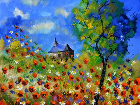 Red poppies in houroy 88